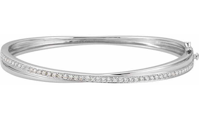 14K White 1 CTW Diamond Criss-Cross Bangle Bracelet