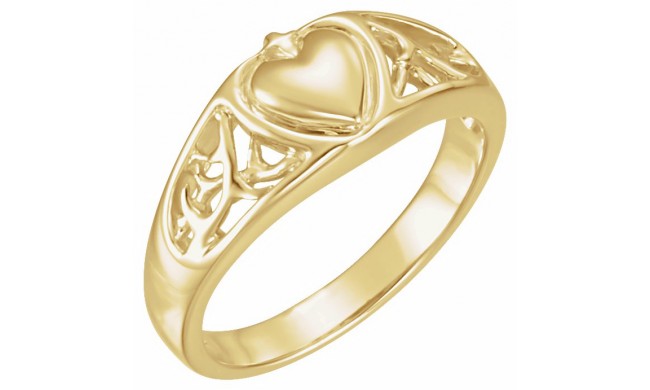 14K Yellow Heart Ring