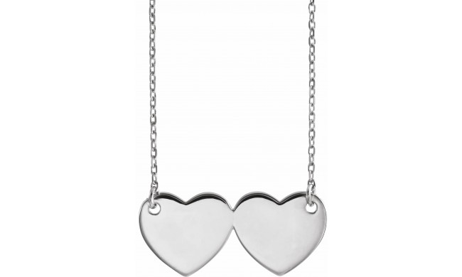 14K White Double Heart 17 Necklace