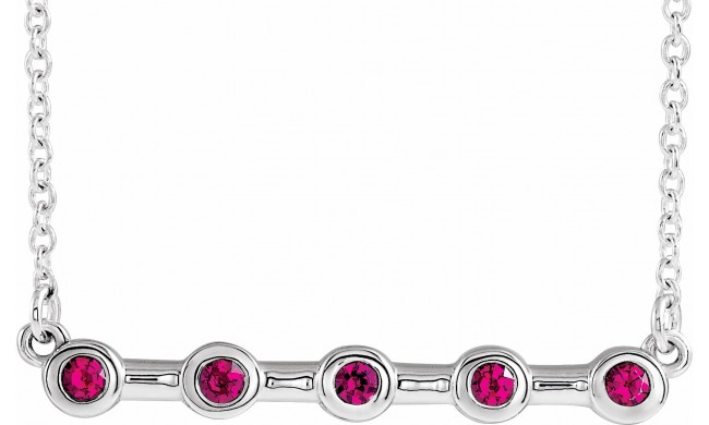 14K White Ruby Bezel-Set Bar 16 Necklace