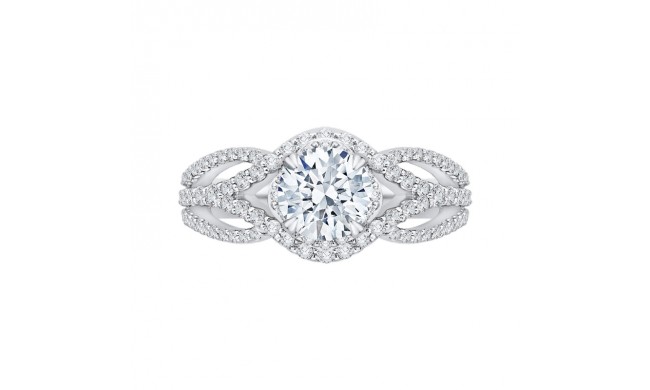 Shah Luxury 14K White Gold Round Diamond Engagement Ring with Split Shank (Semi-Mount)