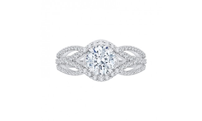 Shah Luxury 14K White Gold Round Diamond Engagement Ring with Split Shank (Semi-Mount)