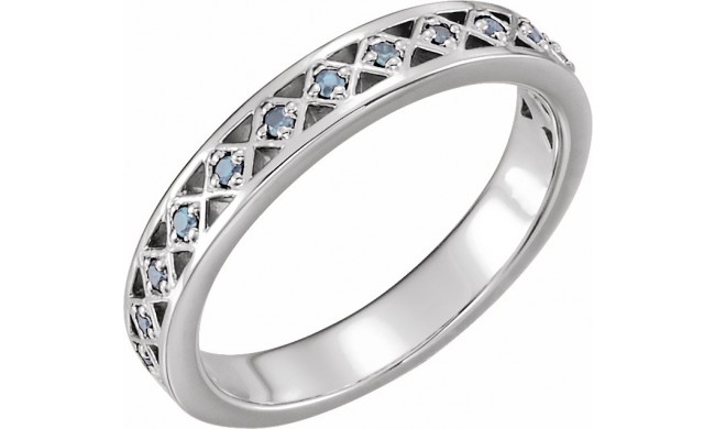 14K White Aquamarine Stackable Ring