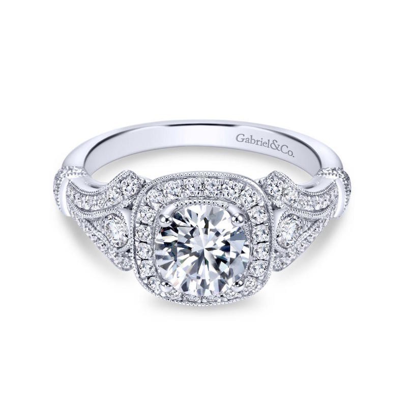Victorian Bezel Set Diamond Cluster Engagement Ring in Silver & 14k -  Filigree Jewelers