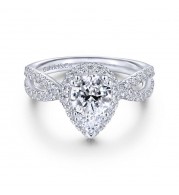 Gabriel & Co. 14k White Gold Contemporary Halo Engagement Ring