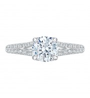 Shah Luxury 14K White Gold Round Diamond Engagement Ring with Split Shank (Semi-Mount)