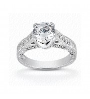 14k White Gold Diamond Semi-Mount Antique Engagement Ring