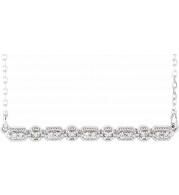 14K White 1/10 CTW Diamond Milgrain Bar 16-18 Necklace