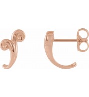 14K Rose Freeform J-Hoop Earrings