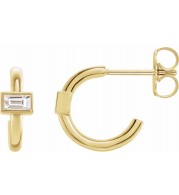 14K Yellow 1/5 CTW Diamond J-Hoop Earrings