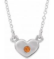 14K White Citrine Heart 16 Necklace
