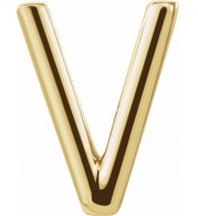 14K Yellow Single Initial V Earring