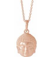 14K Rose 14.7x10.5 mm Meditation Buddha 16-18 Necklace