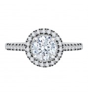 Shah Luxury 14K White Gold with Black Rhodium Tips Round Diamond Halo Engagement Ring (Semi-Mount)