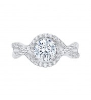 Shah Luxury 14K White Gold Round Diamond Engagement Ring (Semi-Mount)