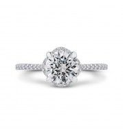 Shah Luxury 14K White Gold Round Diamond Engagement Ring (Semi-Mount)