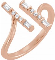 14K Rose 1/6 CTW Diamond Double Bar Ring