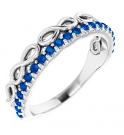 14K White Blue Sapphire Infinity-Inspired Stackable Ring