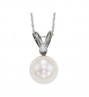 Gems One 14Kt White Gold Diamond (1/50Ctw) & Pearl (1/2 Ctw) Pendant