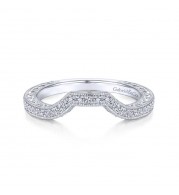 Gabriel & Co. 14k White Gold Victorian Curved Wedding Band