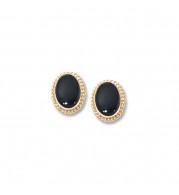 14K Yellow Gold  8X6 Onyx Stud Earrings