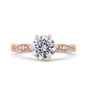 Shah Luxury 14K Rose Gold Round Cut Diamond Engagement Ring (Semi-Mount)