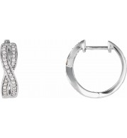 14K White 1/5 CTW Diamond Infinity-Inspired Hoop Earrings