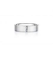 Henri Daussi 6mm Men's Wedding Band MB131 14k Gold White 2 BAG 0.11 Ctw.