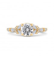 Shah Luxury 14K Yellow Gold Split Shank Round Diamond Engagement Ring (Semi-Mount)