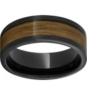 Black Diamond Ceramic Pipe Cut Band with Single Malt Barrel Aged Inlay and Stone Finish
