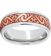 Serinium Domed Band with Copper Inlay and Helix Laser Engraving