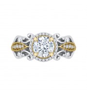 Shah Luxury 14K Two-Tone Gold Round Diamond Halo Engagement Ring (Semi-Mount)