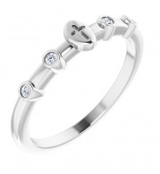 14K White .06 CTW Diamond Stackable Cross Ring