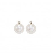 Gems One 14Kt White Gold Diamond (1/20Ctw) & Pearl (1 Ctw) Earring