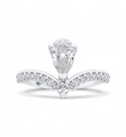 Shah Luxury 14K White Gold Pear Diamond Engagement Ring (Semi-Mount)