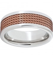 Serinium Pipe Cut Band with Copper Inlay and Cable Laser Engraving