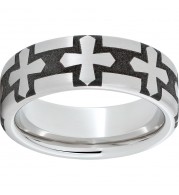 Serinium Pipe Cut Band with Gothic Cross Laser Engraving