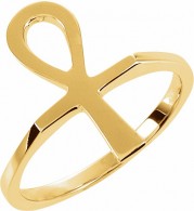 14K Yellow Ankh Ring