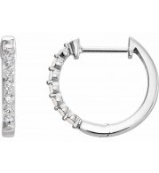 14K White 1/3 CTW Diamond 14.9 mm Hoop Earrings