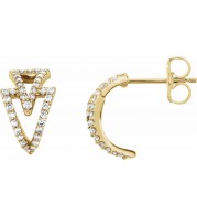 14K Yellow 1/4 CTW Diamond Geometric Hoop Earrings