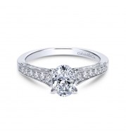 Gabriel & Co. 14k White Gold Victorian Straight Engagement Ring