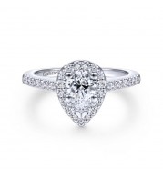 Gabriel & Co. 14k White Gold Contemporary Halo Engagement Ring