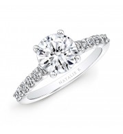 18k White Gold Elongated Shank Diamond Engagement Ring
