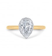 Shah Luxury 18K Two-Tone Gold Pear Diamond Halo Engagement Ring (Semi-Mount)