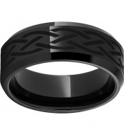Black Diamond Ceramic Beveled Edge Band with Braid Laser Engraving