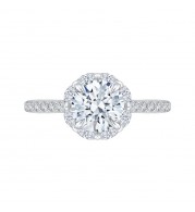 Shah Luxury 14K White Gold Round Cut Diamond Halo Engagement Ring (Semi-Mount)