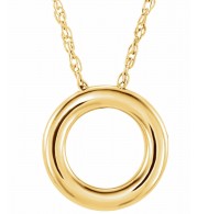 14K Yellow 13 mm Circle 18 Necklace
