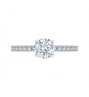 Shah Luxury 14K White Gold Round Diamond Engagement Ring (Semi-Mount)