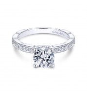 Gabriel & Co. 14k White Gold Victorian Straight Engagement Ring