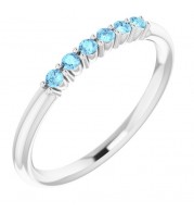 14K White Aquamarine Stackable Ring